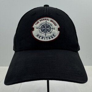 The Normal Brand Heritage Compass Logo Trucker Hat Black Adjustable Mesh Back OS